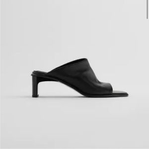 NWT Zara black minimalist leather mules